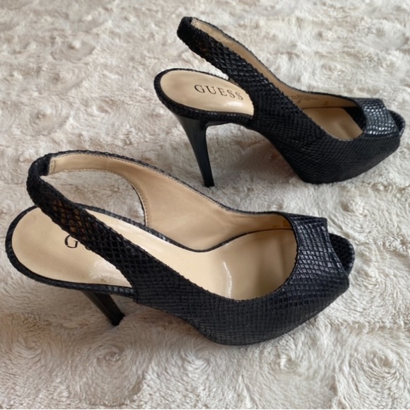 {SOLD} GUESS Slingback Peep-Toe Stiletto Heels - Picture 4 of 16